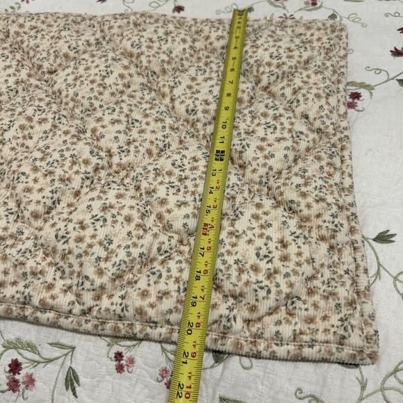 Pottery Barn Brown Green Floral  Print  Corduroy European Shams - Set of 2 28x20 - Picture 7 of 11